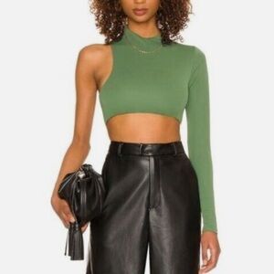 NWT Camila Coelho‎ Revolve Blake Asymmetrical Crop Top in Green Size Small